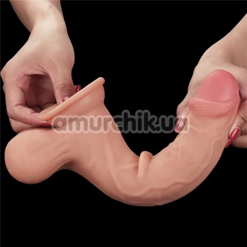 Фаллоимитатор LoveToy Sliding-Skin Dong Whole Testicle 9.5, телесный