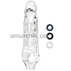 Насадка на пенис Size Up 1 Inch See-Thru Stretch Penis Extender With Pleasure Dots & Ball Loop, прозрачная - Фото №1