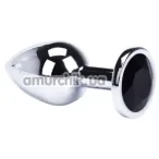Анальная пробка с черным кристаллом Loveshop Seamless Butt Plug S, серебряная - Фото №1