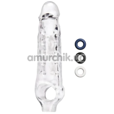 Насадка на пеніс Size Up 1 Inch See-Thru Stretch Penis Extender With Pleasure Dots & Ball Loop, прозора - Фото №1
