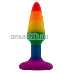 Анальная пробка Alume Silicone Pride Plug S, радужная - Фото №1