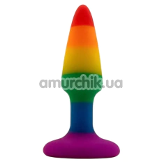 Анальная пробка Alume Silicone Pride Plug S, радужная - Фото №1