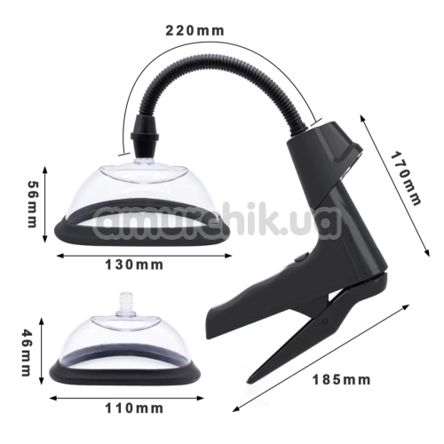 Вакуумная помпа для вагины Manual Pussy Pump With Digital Display, прозрачная
