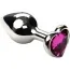 Анальная пробка с розовым кристаллом SWAROVSKI Silver Heart Amethyst, серебряная