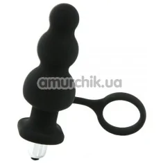 Анальна пробка з ерекційним кільцем і вібрацією Loveshop Black Silicone 810323, чорна - Фото №1