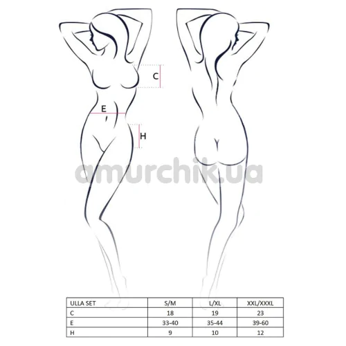 Комплект Passion Free Your Senses Ulla Set, черный: бюстгальтер + трусики + пояс для чулок