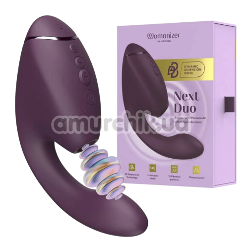 Вібратор з вакуумним стимулятором Womanizer Next Duo, фіолетовий