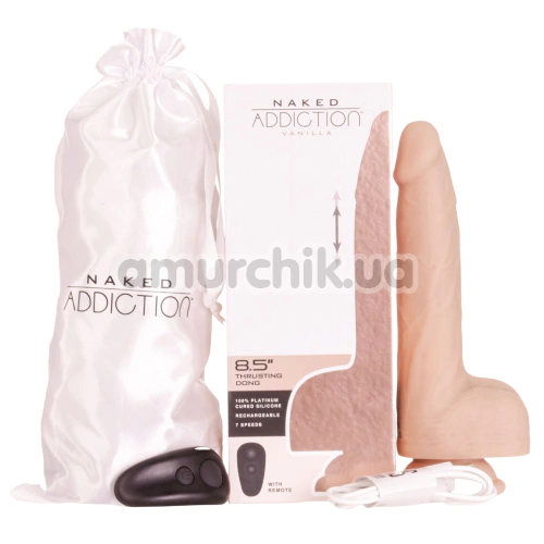 Вібратор з поштовхами Addiction Naked Thrusting Dong 8.5, тілесний