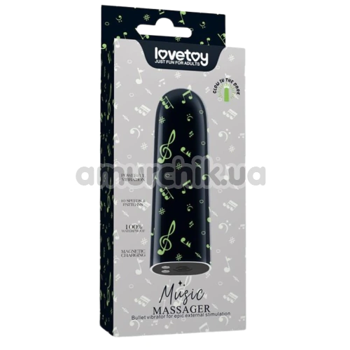 Кліторальний вібратор Music Massager Glow In The Dark, чорний