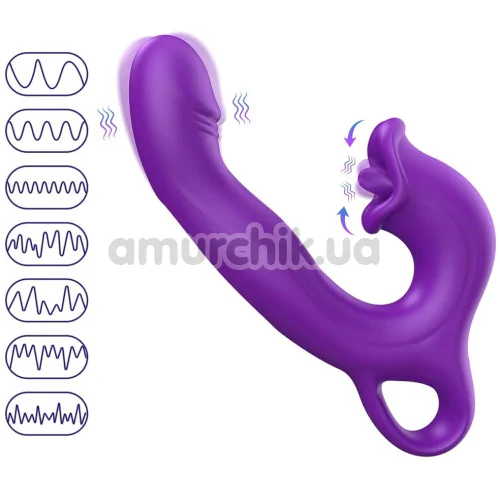Вибратор для клитора и точки G Sweet Play G-Spot Vibrator With Clitoral Licking & Flapping A17, фиолетовый