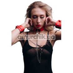 Нашийник з фіксаторами для рук Love Style Fet 23, червоний - Фото №1