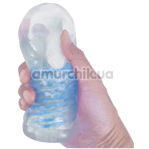 Мастурбатор Pretty Love Transparent Spiral Masturbator, голубой