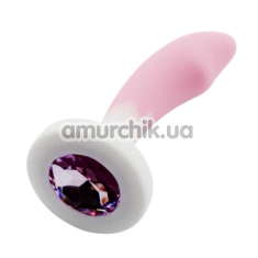 Анальная пробка с розовым кристаллом Anal Plug Small, бело-розовая - Фото №1