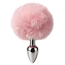 Анальна пробка з рожевим хвостиком DS Fetish Metal Plug With Bunny Tail, срібна - Фото №1