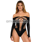 Боді Star Night Rhinestone Cut Out Bodysuit, чорне - Фото №1