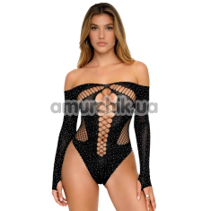 Боді Star Night Rhinestone Cut Out Bodysuit, чорне - Фото №1