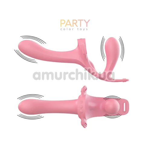 Страпон з вібрацією Party Color Toys Twiny, рожевий