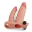 Подвійна насадка - подовжувач пеніса з вібрацією Lovetoy Pleasure X-Tender Series LV314100, тілесна - Фото №3