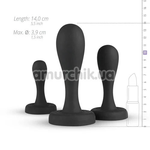 Набор из 3 анальных пробок Buttr Bootcamp Butt Kickers, черный