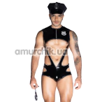 Костюм полицейского JSY Sexy Lingerie 9107, черный: боди + фуражка + наручники - Фото №1