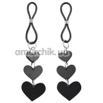 Украшения для сосков Sex & Mischief Heart Nipple Ties, черные - Фото №1