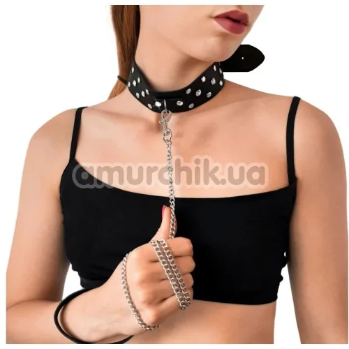 Нашийник з повідцем Art of Sex Jenna Collar With Leash, чорний
