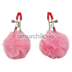 Затискачі для сосків з рожевими помпонами DS Fetish Nipple Clamps, рожеві - Фото №1