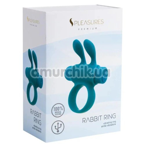 Віброкільце для члена S Pleasures Premium Rabbit Ring, бірюзове