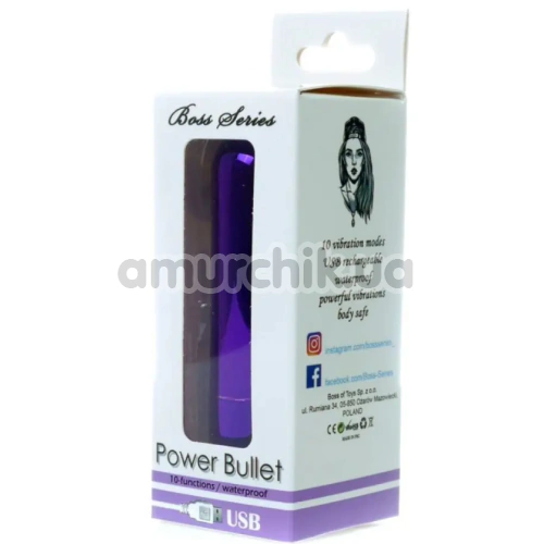 Клиторальный вибратор Boss Series Power Bullet Glossy, фиолетовый