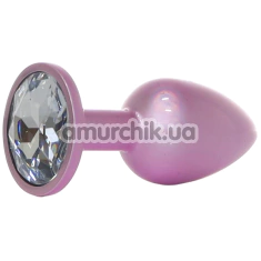 Анальная пробка с прозрачным кристаллом Exclusivity Jewellery Pearl Pink Plug М, розовая - Фото №1