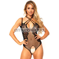 Боди Leg Avenue Net And Lace Crotchless Teddy, черное - Фото №1