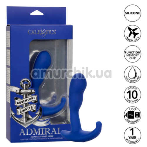 Вибростимулятор простаты Admiral Advanced Curved Probe, синий