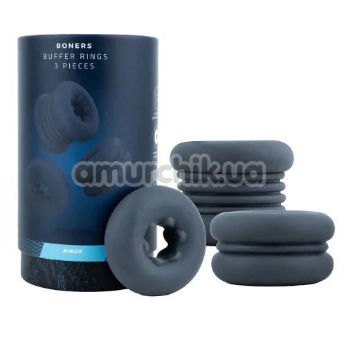 Набір ерекційних кілець для члена Boners Buffer Rings, синій