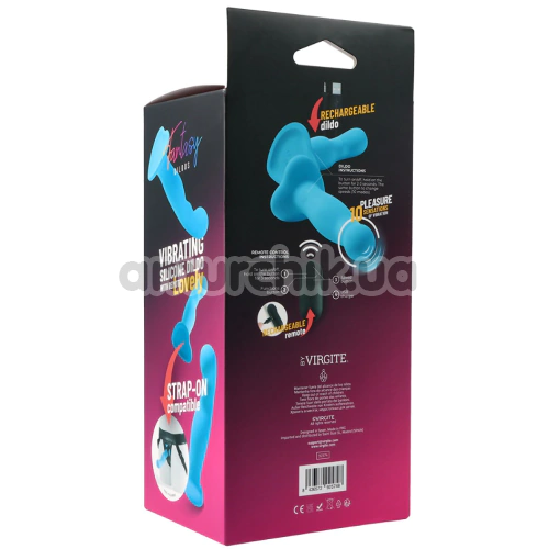Вібратор для точки G Virgite Fantasy Dildos Vibrating Silicone Dildo Lovely, блакитний