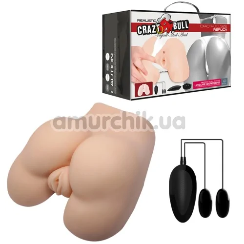 Искусственная вагина и анус с вибрацией Crazy Bull Masturbator Pussy & Anal, телесная