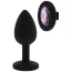 Анальна пробка з рожевим кристалом All Time Favorites Silicone Diamond Anal Plug, чорна - Фото №1