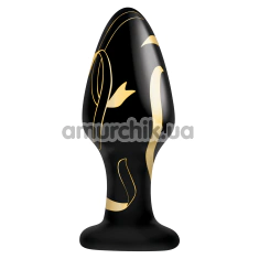 Анальна пробка Secret Kisses 4 Handblown Glass Plug With Beginners Friendly Classic Shape, чорна - Фото №1