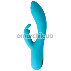 Вибратор с пульсацией Virgite Vibes Rabbit And Vibrator With Tapping V9, голубой - Фото №1