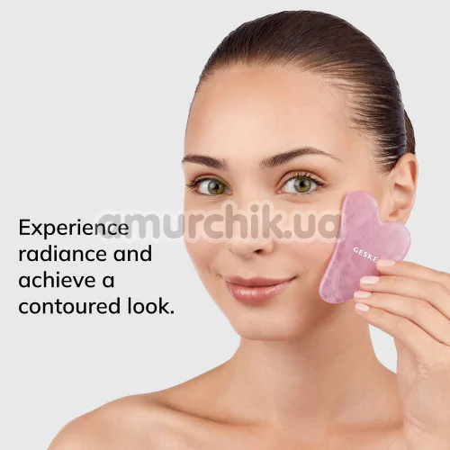 Массажер-скребок гуа ша Geske Rose Quartz Gua Sha 5 in 1, розовый