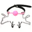 Кляп с зажимами для сосков DS Fetish Locking Gag With Nipple Clamps, розово-черный - Фото №1