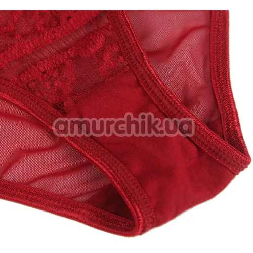 Комплект Star Night Sheer & Lace Bow Garter Belt, червоний: пояс для панчіх + трусики