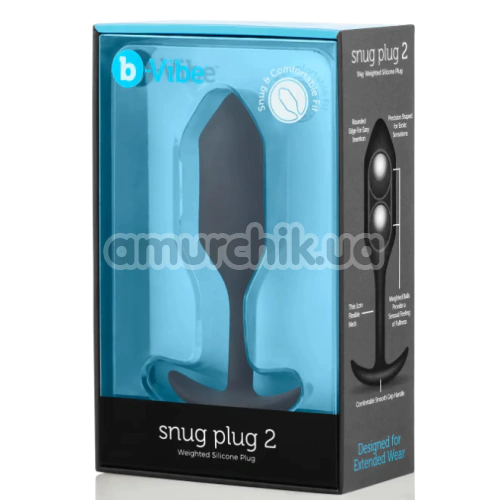 Анальная пробка со смещенным центром тяжести B-Vibe Snug Plug 2, чёрная