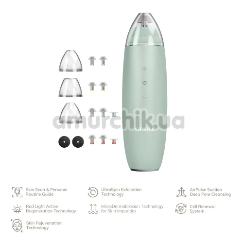 Микродермабразионное устройство для удаления черных точек Geske MicroDermabrasion Blackhead Remover 7 in 1, зеленое