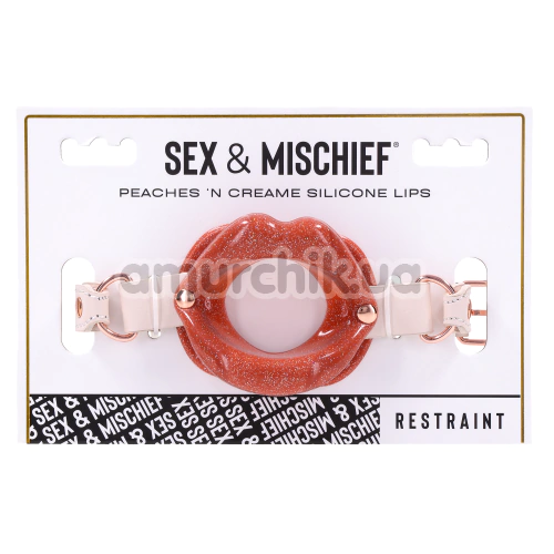 Кляп Sex & Mischief Peaches 'N CreaMe Silicone Lips, персиковый
