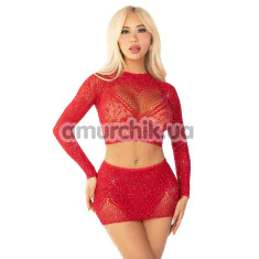 Комплект Leg Avenue Wildest Dreams Crop Top And Skirt Set, красный: топ + юбка - Фото №1