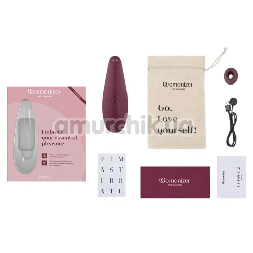 Симулятор орального секса для женщин Womanizer Classic 2, бордовый
