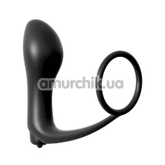 Виброкольцо со стимулятором простаты Anal Fantasy Collection Ass-Gasm Cockring Vibrating Plug, черное - Фото №1