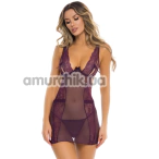 Комплект Sneak Peak 2PC Chemise Set, фіолетовий: пеньюар + трусики-стрінги - Фото №1
