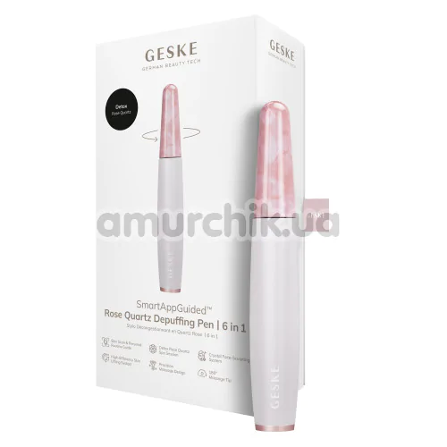 Ручка-масажер для обличчя Geske Rose Quartz Depuffing Pen 6 in 1, кремовий