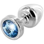 Анальна пробка з блакитним кристалом SWAROVSKI Anni, срібна - Фото №1
